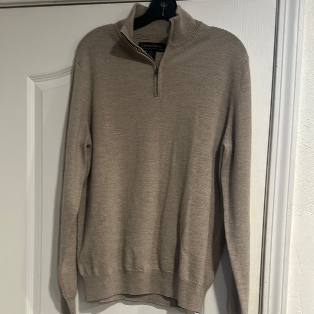 Christian Lacroix Tan Zip Up Sweater Knit Design